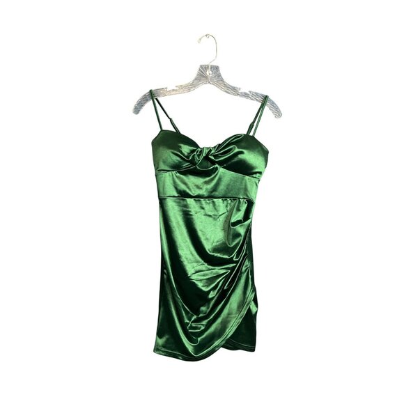 Emerald Green Windsor Satin Bodycon Mini Dress Size S - Picture 10 of 10